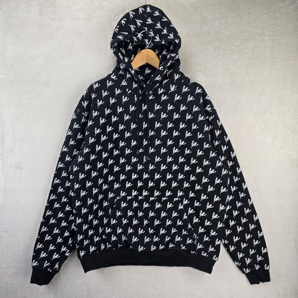 Ruben Rojas Live Through Love Monogram Hoodie Mens XL Black Sweatshirt AOP